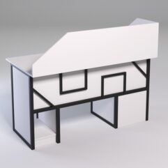 Стол для компьютера СК-34 (Правосторонний) с экраном СТРОНГ в стиле ЛОФТ декор №4, Белый