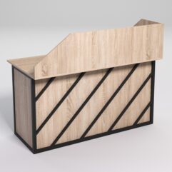 Стол для компьютера СК-34А (Правосторонний) с экраном СТРОНГ в стиле ЛОФТ декор №2, Дуб Сонома