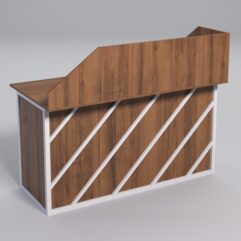 Стол для компьютера СК-34А (Правосторонний) с экраном СТРОНГ в стиле ЛОФТ декор №2, Орех + металлический каркас Белый