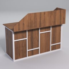 Стол для компьютера СК-34А (Правосторонний) с экраном СТРОНГ в стиле ЛОФТ декор №3, Орех + металлический каркас Белый