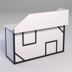 Стол для компьютера СК-34А (Правосторонний) с экраном СТРОНГ в стиле ЛОФТ декор №4, Белый