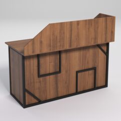 Стол для компьютера СК-34А (Правосторонний) с экраном СТРОНГ в стиле ЛОФТ декор №4, Орех