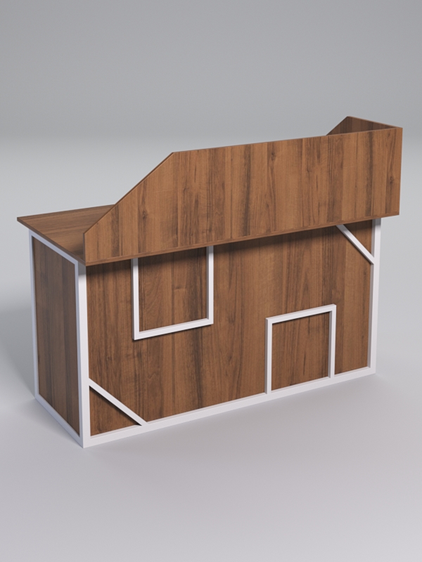 Стол для компьютера СК-34А (Правосторонний) с экраном СТРОНГ в стиле ЛОФТ декор №4, Орех + металлический каркас Белый