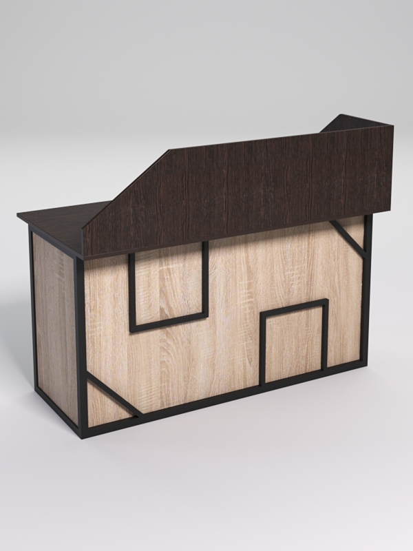 Стол для компьютера СК-34А (Правосторонний) с экраном СТРОНГ в стиле ЛОФТ декор №4, Дуб Венге и Дуб Сонома