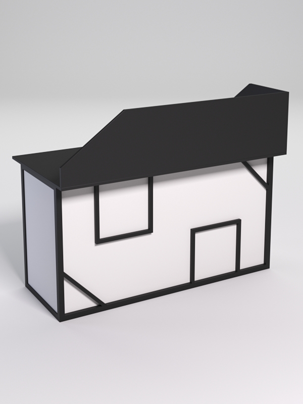 Стол для компьютера СК-34А (Правосторонний) с экраном СТРОНГ в стиле ЛОФТ декор №4, Черный и Белый