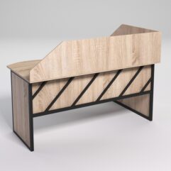 Стол эргономичный офисный СЭ-11 (левосторонний) с экраном СТРОНГ в стиле ЛОФТ декор №2, Дуб Сонома