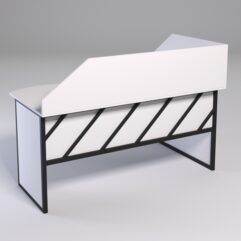 Стол эргономичный офисный СЭ-11 (левосторонний) с экраном СТРОНГ в стиле ЛОФТ декор №2, Белый