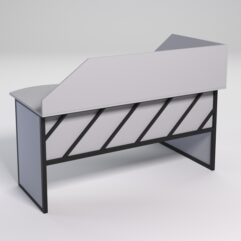 Стол эргономичный офисный СЭ-11 (левосторонний) с экраном СТРОНГ в стиле ЛОФТ декор №2, Серый