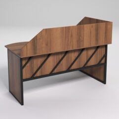 Стол эргономичный офисный СЭ-11 (левосторонний) с экраном СТРОНГ в стиле ЛОФТ декор №2, Орех