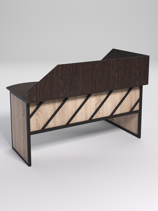 Стол эргономичный офисный СЭ-11 (левосторонний) с экраном СТРОНГ в стиле ЛОФТ декор №2, Дуб Венге и Дуб Сонома