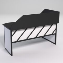 Стол эргономичный офисный СЭ-11 (левосторонний) с экраном СТРОНГ в стиле ЛОФТ декор №2, Черный и Белый