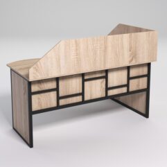 Стол эргономичный офисный СЭ-11 (левосторонний) с экраном СТРОНГ в стиле ЛОФТ декор №3, Дуб Сонома