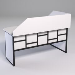 Стол эргономичный офисный СЭ-11 (левосторонний) с экраном СТРОНГ в стиле ЛОФТ декор №3, Белый