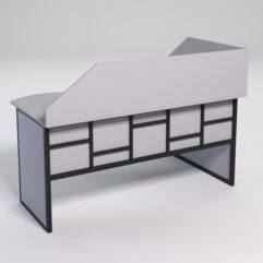 Стол эргономичный офисный СЭ-11 (левосторонний) с экраном СТРОНГ в стиле ЛОФТ декор №3, Серый