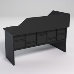 Стол эргономичный офисный СЭ-11 (левосторонний) с экраном СТРОНГ в стиле ЛОФТ декор №3, Черный