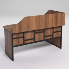 Стол эргономичный офисный СЭ-11 (левосторонний) с экраном СТРОНГ в стиле ЛОФТ декор №3, Орех