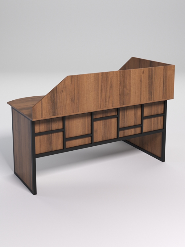 Стол эргономичный офисный СЭ-11 (левосторонний) с экраном СТРОНГ в стиле ЛОФТ декор №3, Орех