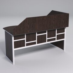 Стол эргономичный офисный СЭ-11 (левосторонний) с экраном СТРОНГ в стиле ЛОФТ декор №3, Дуб Венге + металлический каркас Белый