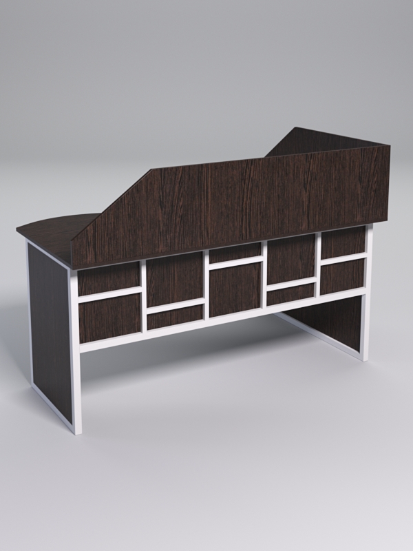 Стол эргономичный офисный СЭ-11 (левосторонний) с экраном СТРОНГ в стиле ЛОФТ декор №3, Дуб Венге + металлический каркас Белый