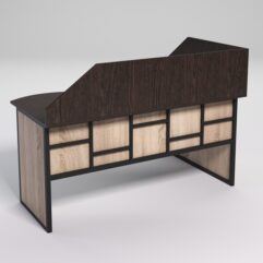 Стол эргономичный офисный СЭ-11 (левосторонний) с экраном СТРОНГ в стиле ЛОФТ декор №3, Дуб Венге и Дуб Сонома