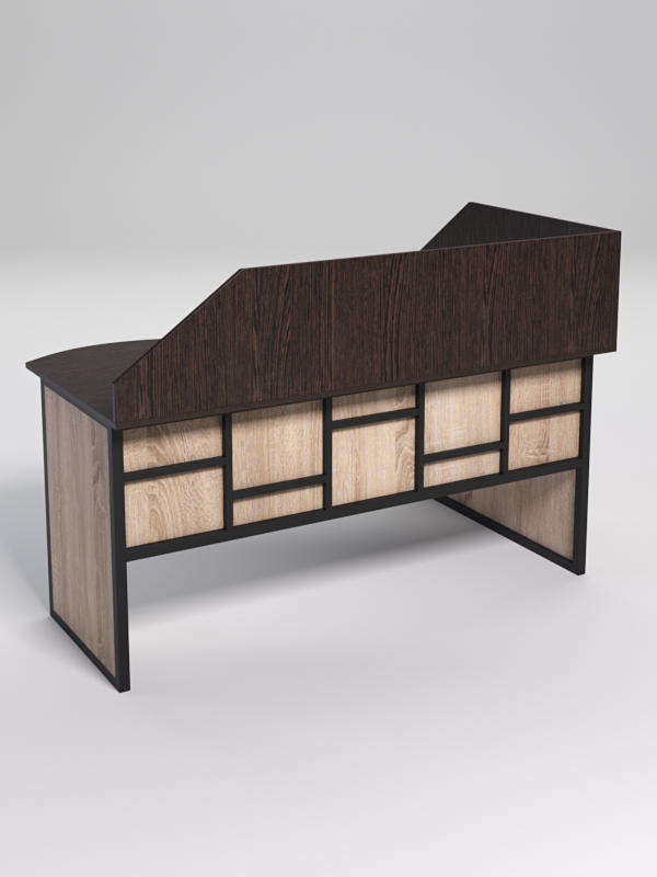 Стол эргономичный офисный СЭ-11 (левосторонний) с экраном СТРОНГ в стиле ЛОФТ декор №3, Дуб Венге и Дуб Сонома