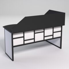 Стол эргономичный офисный СЭ-11 (левосторонний) с экраном СТРОНГ в стиле ЛОФТ декор №3, Черный и Белый