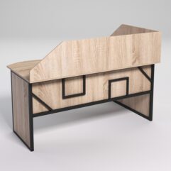 Стол эргономичный офисный СЭ-11 (левосторонний) с экраном СТРОНГ в стиле ЛОФТ декор №4, Дуб Сонома