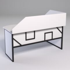 Стол эргономичный офисный СЭ-11 (левосторонний) с экраном СТРОНГ в стиле ЛОФТ декор №4, Белый