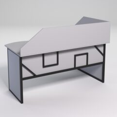 Стол эргономичный офисный СЭ-11 (левосторонний) с экраном СТРОНГ в стиле ЛОФТ декор №4, Серый