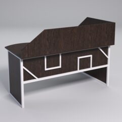 Стол эргономичный офисный СЭ-11 (левосторонний) с экраном СТРОНГ в стиле ЛОФТ декор №4, Дуб Венге + металлический каркас Белый