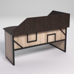 Стол эргономичный офисный СЭ-11 (левосторонний) с экраном СТРОНГ в стиле ЛОФТ декор №4, Дуб Венге и Дуб Сонома