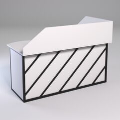 Стол эргономичный офисный СЭ-11А (левосторонний) с экраном СТРОНГ в стиле ЛОФТ декор №2, Белый