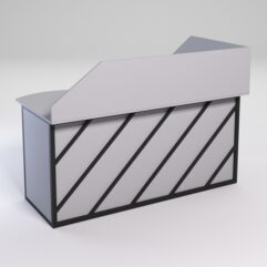 Стол эргономичный офисный СЭ-11А (левосторонний) с экраном СТРОНГ в стиле ЛОФТ декор №2, Серый