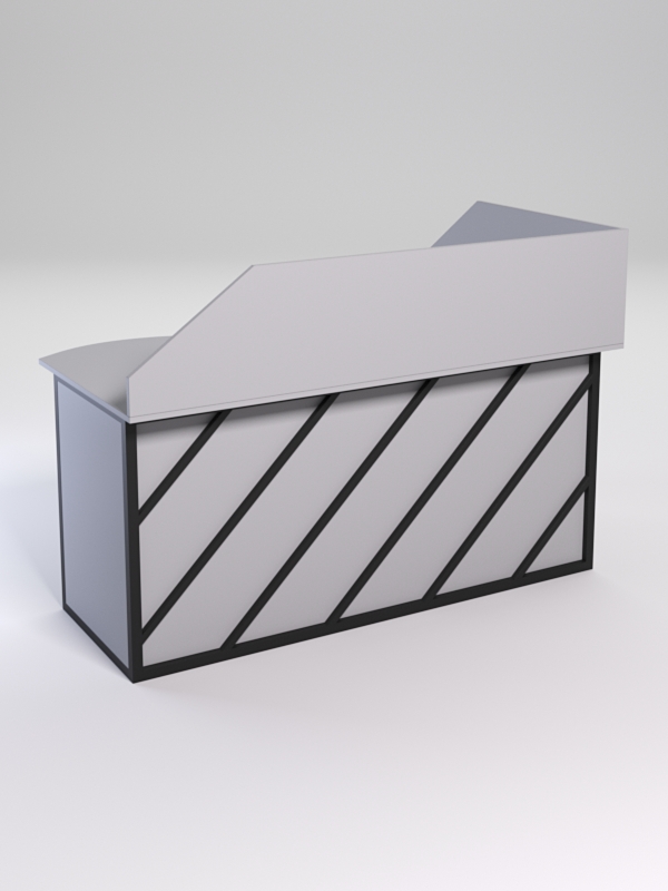 Стол эргономичный офисный СЭ-11А (левосторонний) с экраном СТРОНГ в стиле ЛОФТ декор №2, Серый