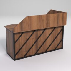 Стол эргономичный офисный СЭ-11А (левосторонний) с экраном СТРОНГ в стиле ЛОФТ декор №2, Орех