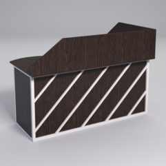 Стол эргономичный офисный СЭ-11А (левосторонний) с экраном СТРОНГ в стиле ЛОФТ декор №2, Дуб Венге + металлический каркас Белый