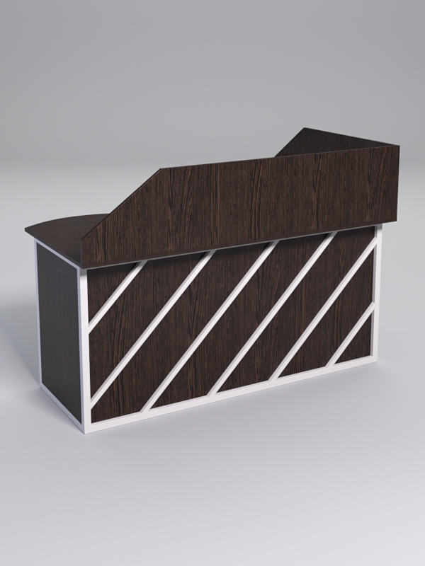 Стол эргономичный офисный СЭ-11А (левосторонний) с экраном СТРОНГ в стиле ЛОФТ декор №2, Дуб Венге + металлический каркас Белый