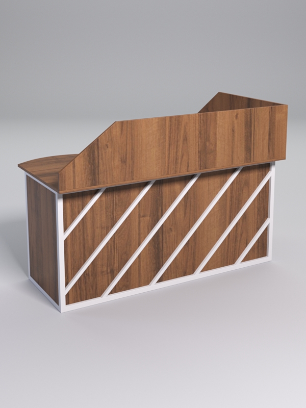 Стол эргономичный офисный СЭ-11А (левосторонний) с экраном СТРОНГ в стиле ЛОФТ декор №2, Орех + металлический каркас Белый