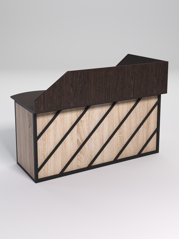 Стол эргономичный офисный СЭ-11А (левосторонний) с экраном СТРОНГ в стиле ЛОФТ декор №2, Дуб Венге и Дуб Сонома