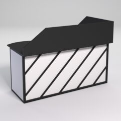 Стол эргономичный офисный СЭ-11А (левосторонний) с экраном СТРОНГ в стиле ЛОФТ декор №2, Черный и Белый