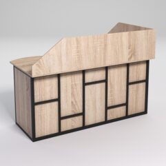 Стол эргономичный офисный СЭ-11А (левосторонний) с экраном СТРОНГ в стиле ЛОФТ декор №3, Дуб Сонома