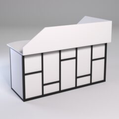 Стол эргономичный офисный СЭ-11А (левосторонний) с экраном СТРОНГ в стиле ЛОФТ декор №3, Белый