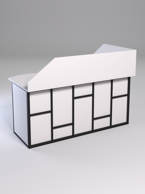 Стол эргономичный офисный СЭ-11А (левосторонний) с экраном СТРОНГ в стиле ЛОФТ декор №3, Белый