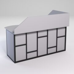 Стол эргономичный офисный СЭ-11А (левосторонний) с экраном СТРОНГ в стиле ЛОФТ декор №3, Серый