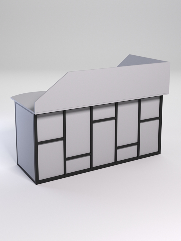 Стол эргономичный офисный СЭ-11А (левосторонний) с экраном СТРОНГ в стиле ЛОФТ декор №3, Серый