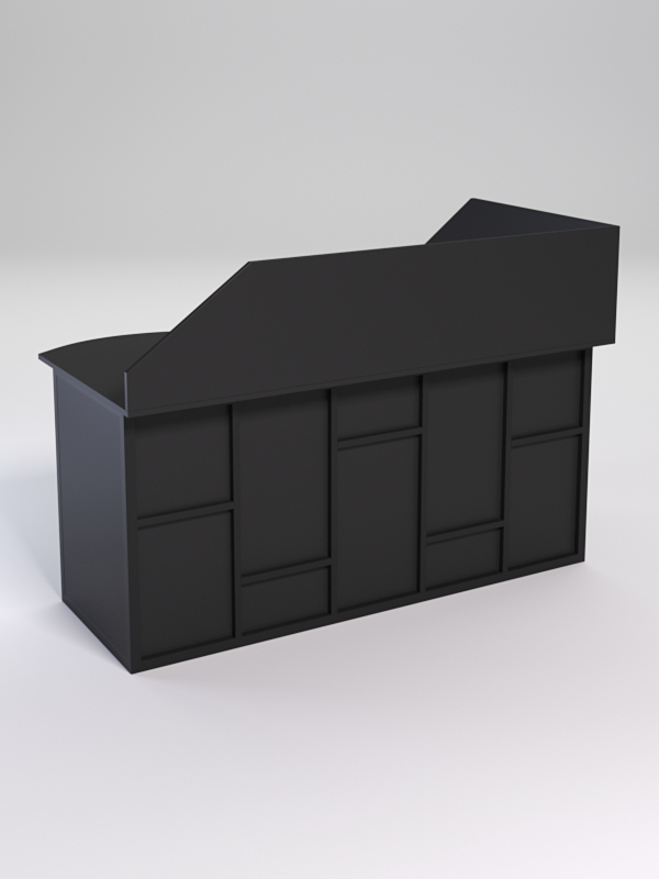 Стол эргономичный офисный СЭ-11А (левосторонний) с экраном СТРОНГ в стиле ЛОФТ декор №3, Черный