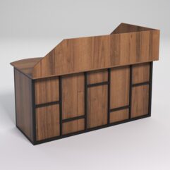 Стол эргономичный офисный СЭ-11А (левосторонний) с экраном СТРОНГ в стиле ЛОФТ декор №3, Орех