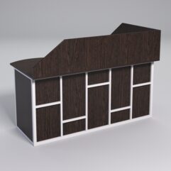 Стол эргономичный офисный СЭ-11А (левосторонний) с экраном СТРОНГ в стиле ЛОФТ декор №3, Дуб Венге + металлический каркас Белый