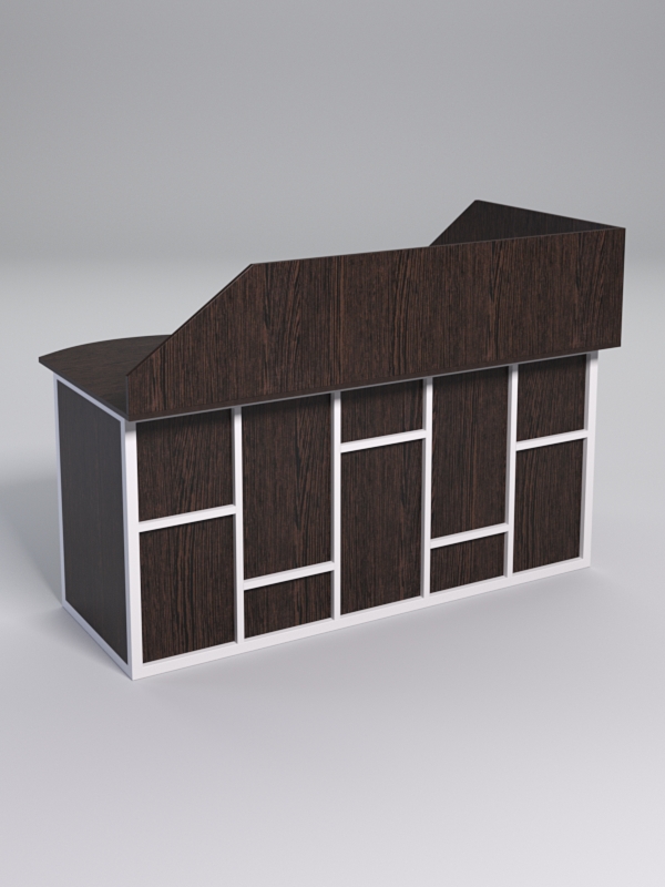 Стол эргономичный офисный СЭ-11А (левосторонний) с экраном СТРОНГ в стиле ЛОФТ декор №3, Дуб Венге + металлический каркас Белый