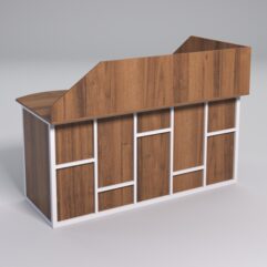 Стол эргономичный офисный СЭ-11А (левосторонний) с экраном СТРОНГ в стиле ЛОФТ декор №3, Орех + металлический каркас Белый